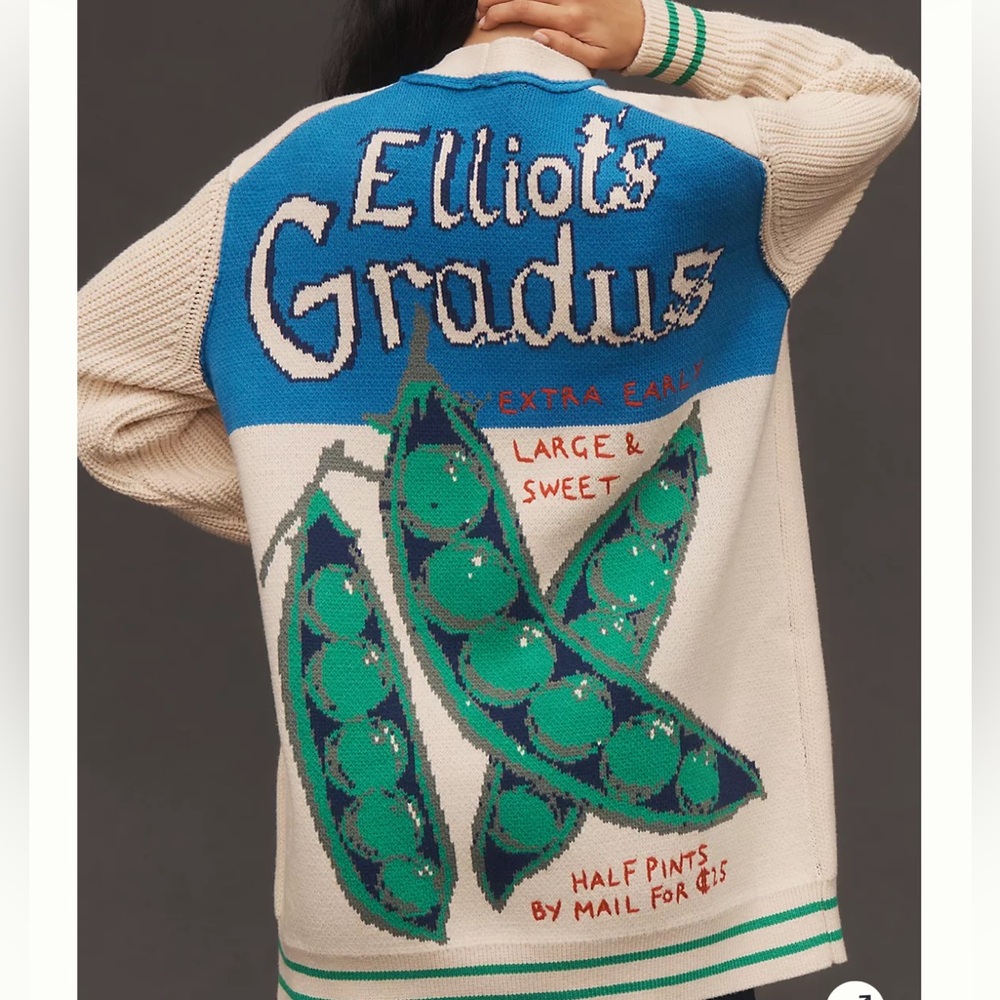 Maeve Cotton Blend Veggie Motif Cardigan Sweater - Picture 6 of 10